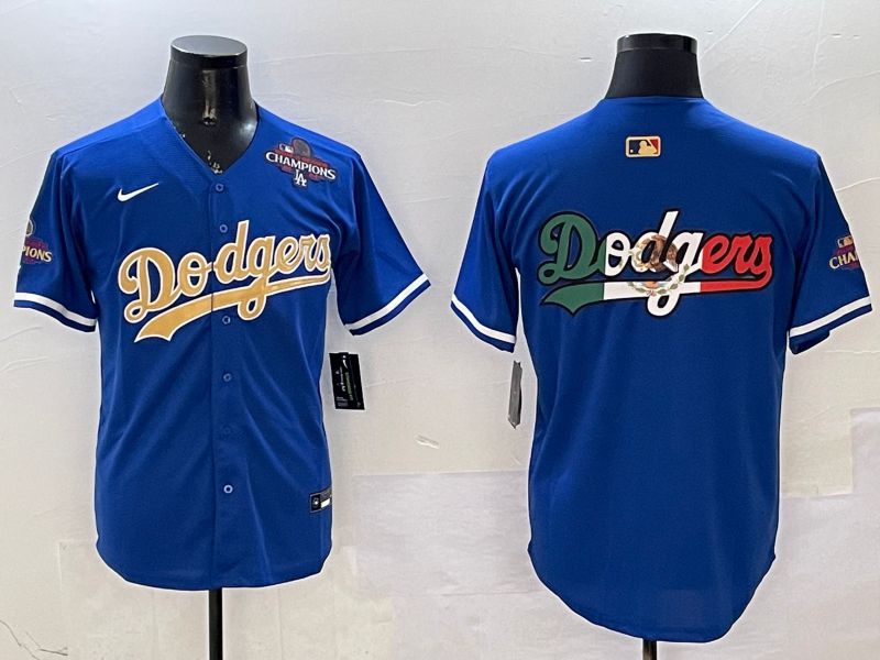 Men Los Angeles Dodgers Blank Blue Champion gold character 2025 Nike MLB Jersey style 8